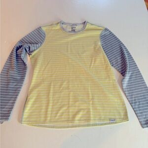 PATAGONIA Yellow Blue Stripe Long Sleeve TOP M